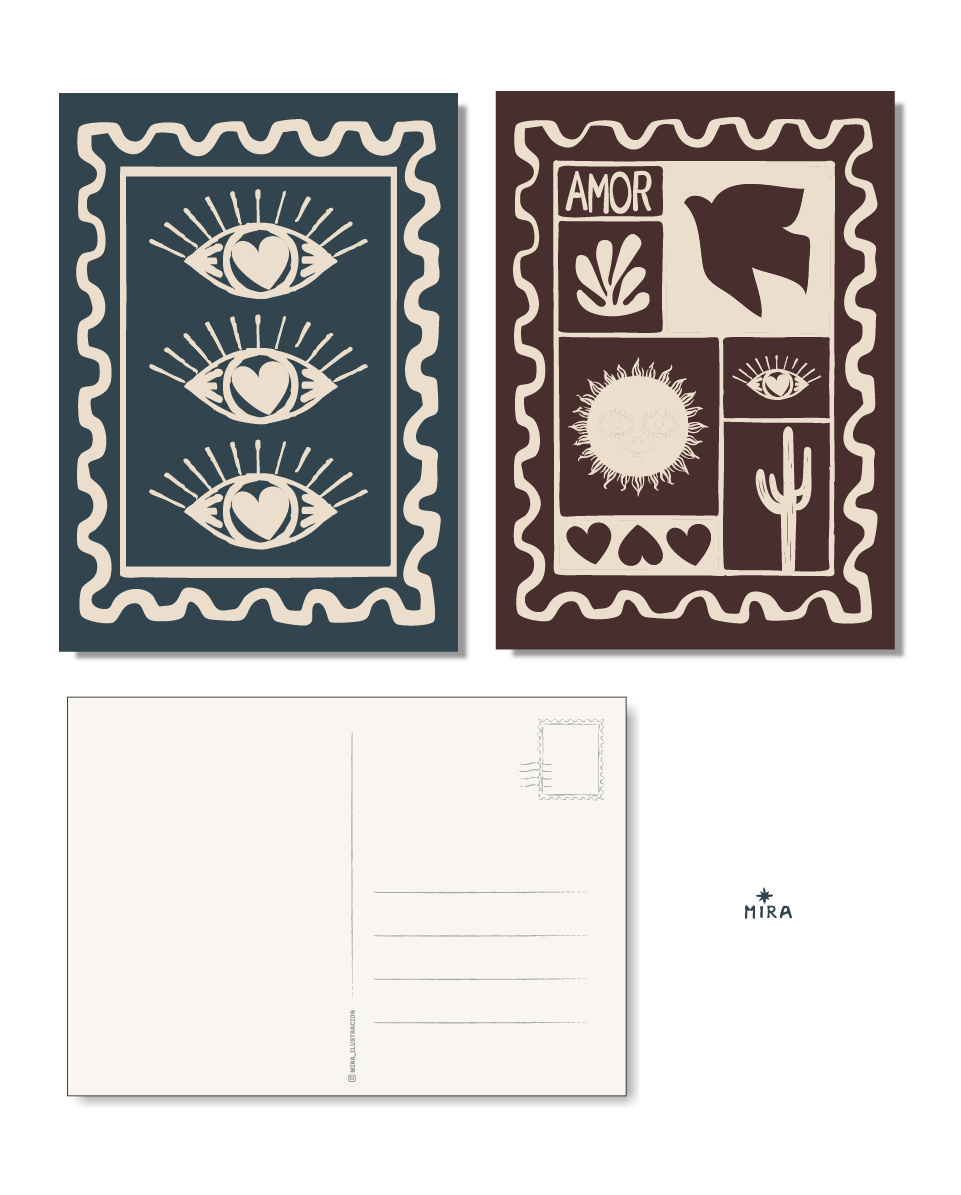 POSTCARD - OJOS & AMOR - SET OF 2