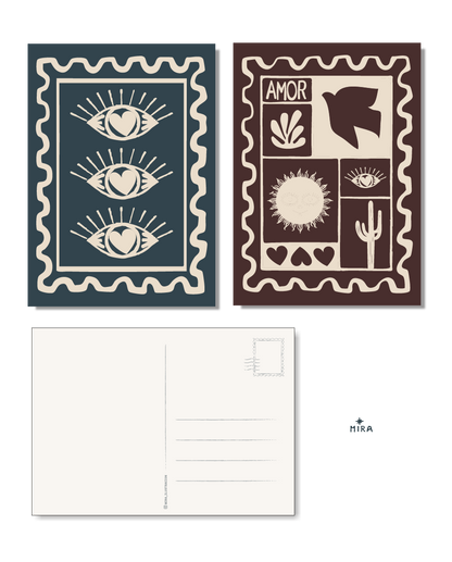 POSTCARD - OJOS & AMOR - SET OF 2
