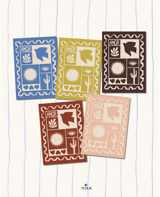 POSTCARD - AMOR - SET OF 5
